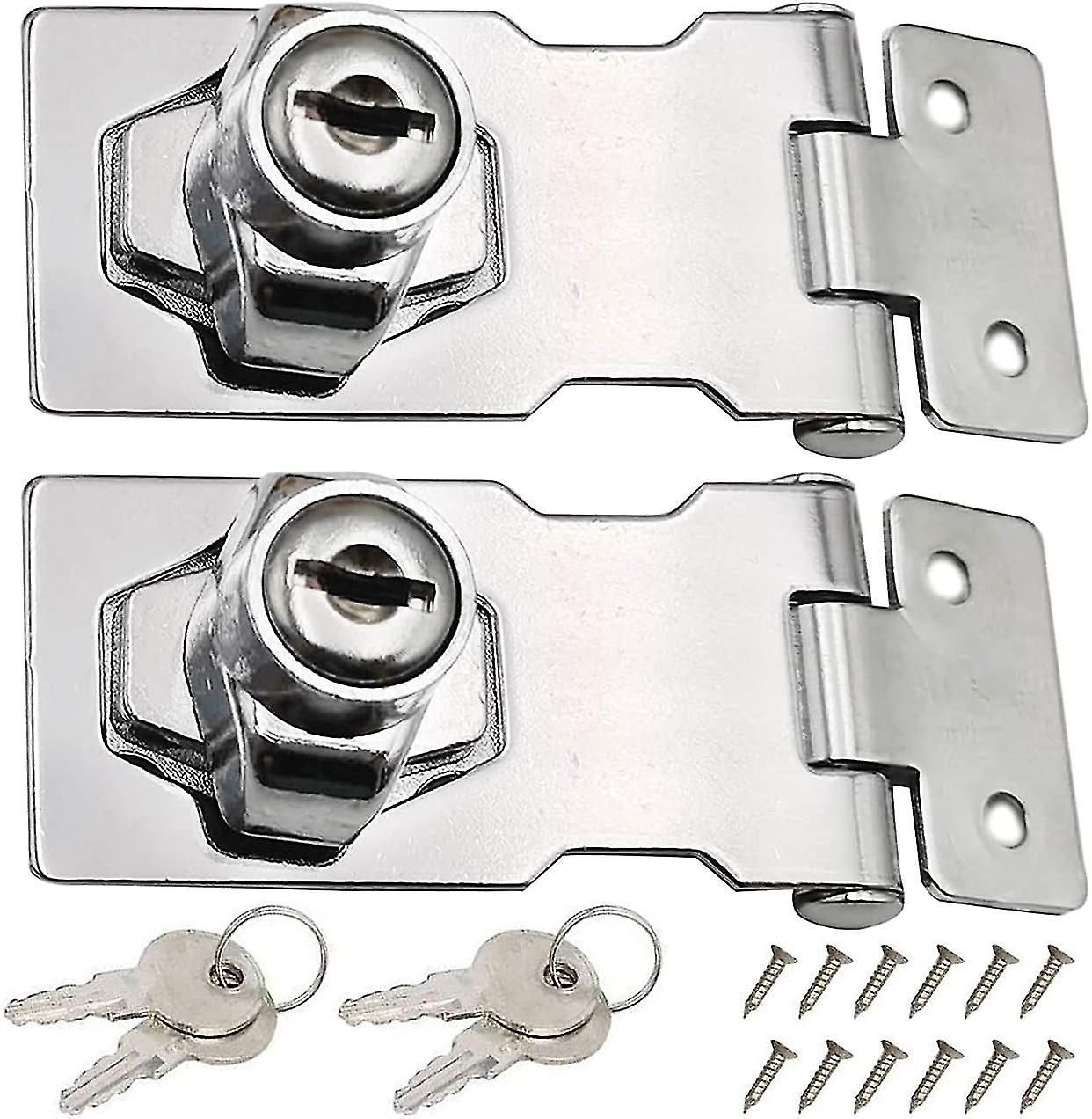 2Pcs Keyed Hasp Locks 3 Inch Twist Knob Keyed Locking Hasp, Metal Safety Hasp Latches Keyed Different for Small Doors โ image 5