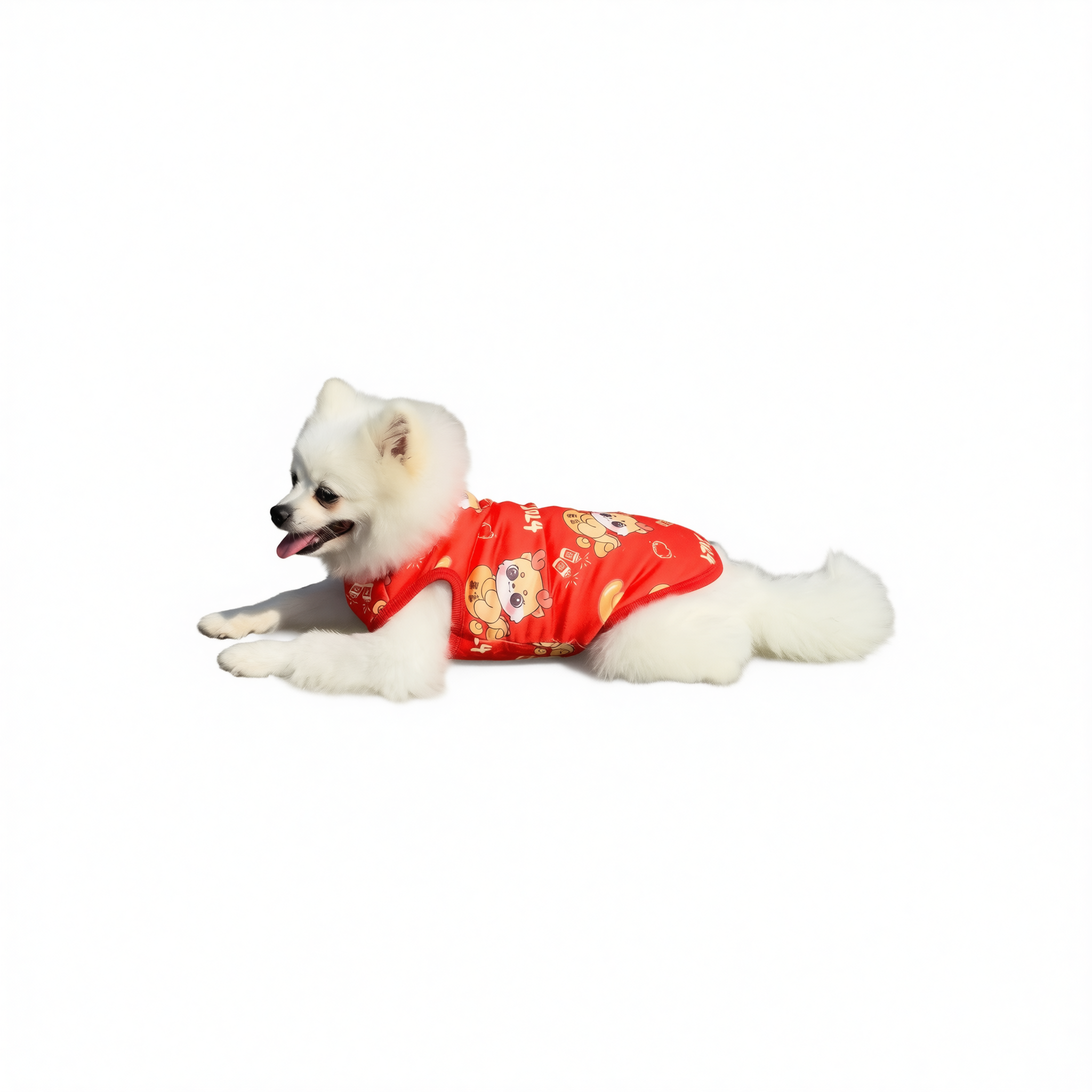 Winter Dog Vest Polyester Fleece Lined Cartoon Print Get rich [plus velvet and thickening] 2xl: chest 52cm, back length 40cm [recommended 7.5-9.5kg]
