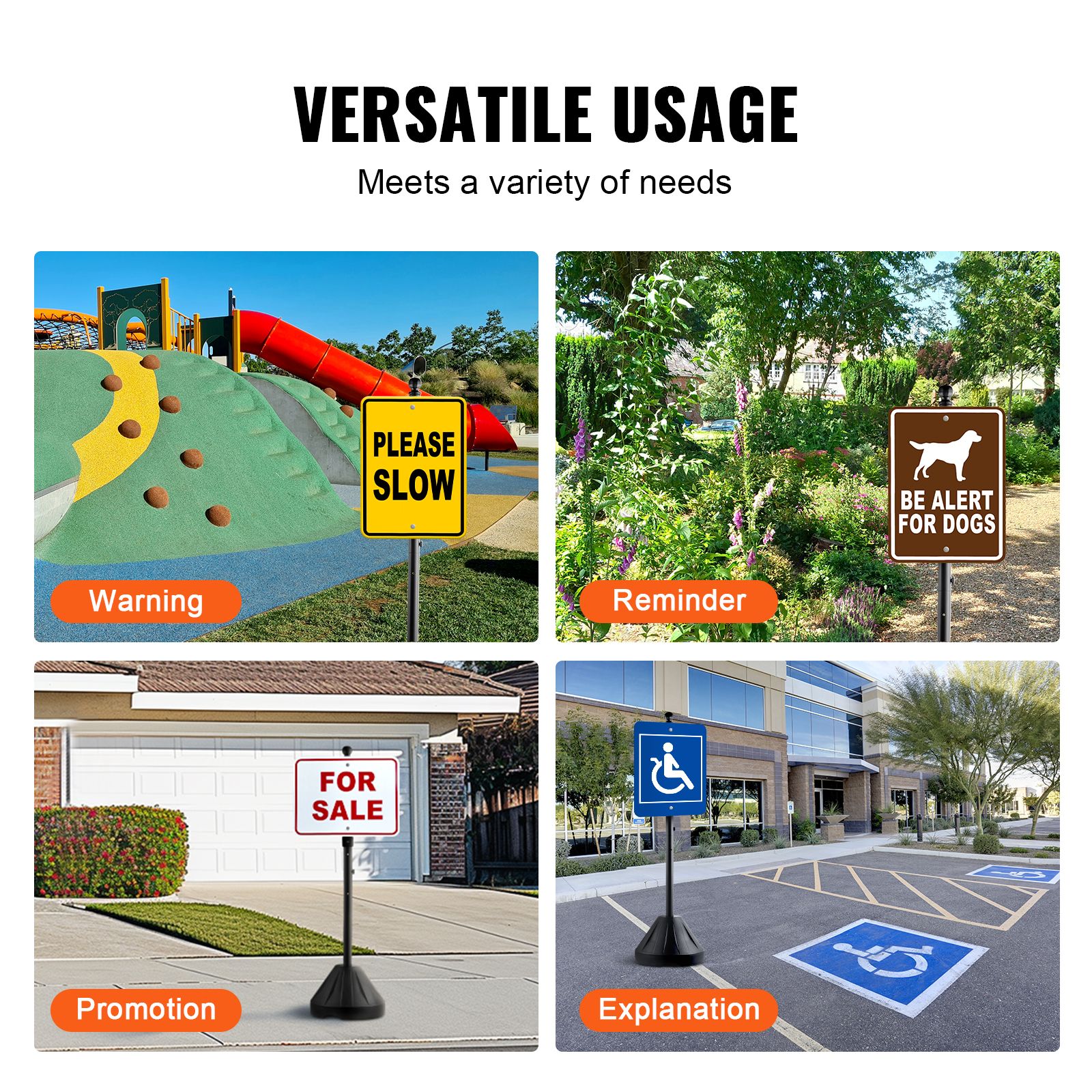 Portable Sign Post, 5 ft Cast Iron Sign Post Holder with Hard Plastic Base & Wheels, Movable Parking Sign Stand for No Parking Street Signs, Handicap Parking โ image 6