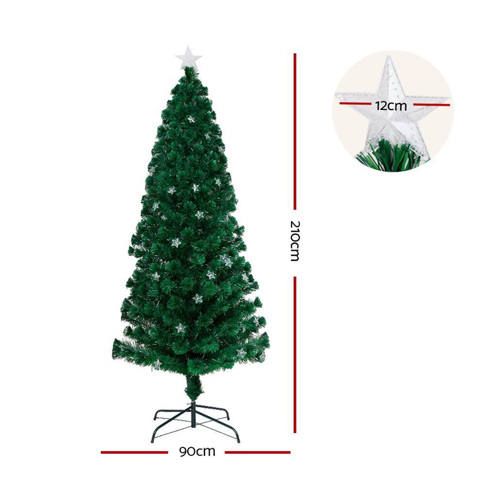 Jingle Jollys 2.1m Christmas Tree Optic Fibre LED Xmas tree Multi Colour โ image 2
