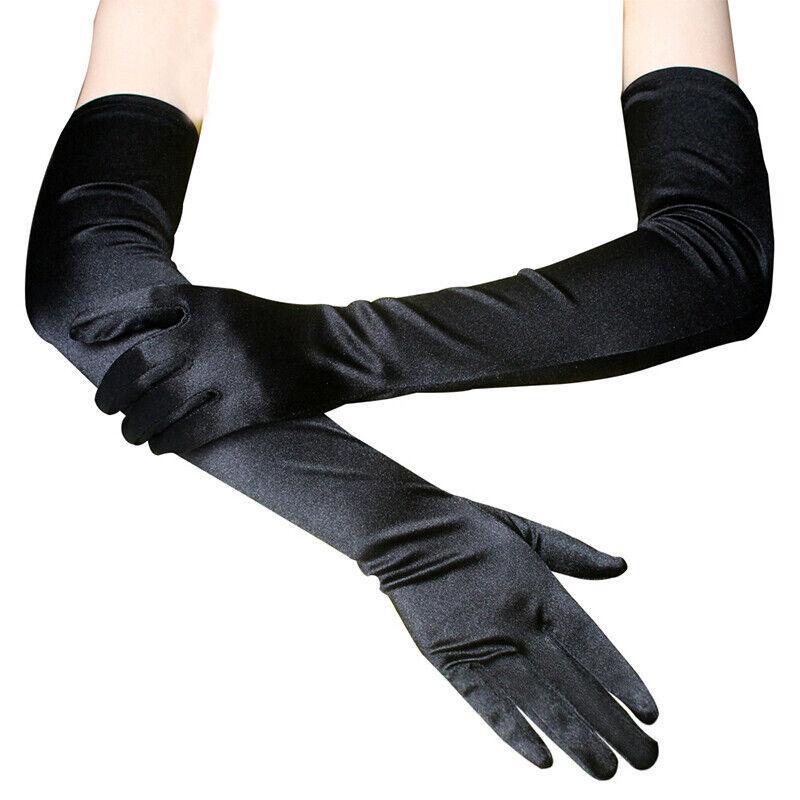 Elegant Long Satin Evening Gloves Formal Dress Accessory for Opera Prom Party Women - Red — image 6