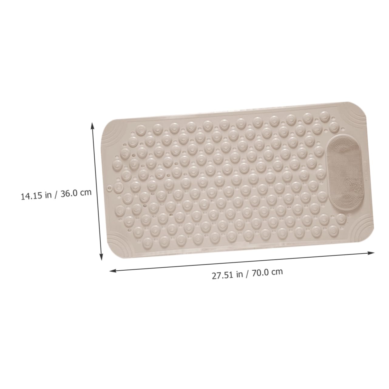 Non-Slip Bath Mat with Foot Scrubber – 70 × 36 cm, Anti-Skid Suction Cups & Drain Holes, Waterproof Shower Floor Pad with Exfoliating Brush(Grey) — image 2
