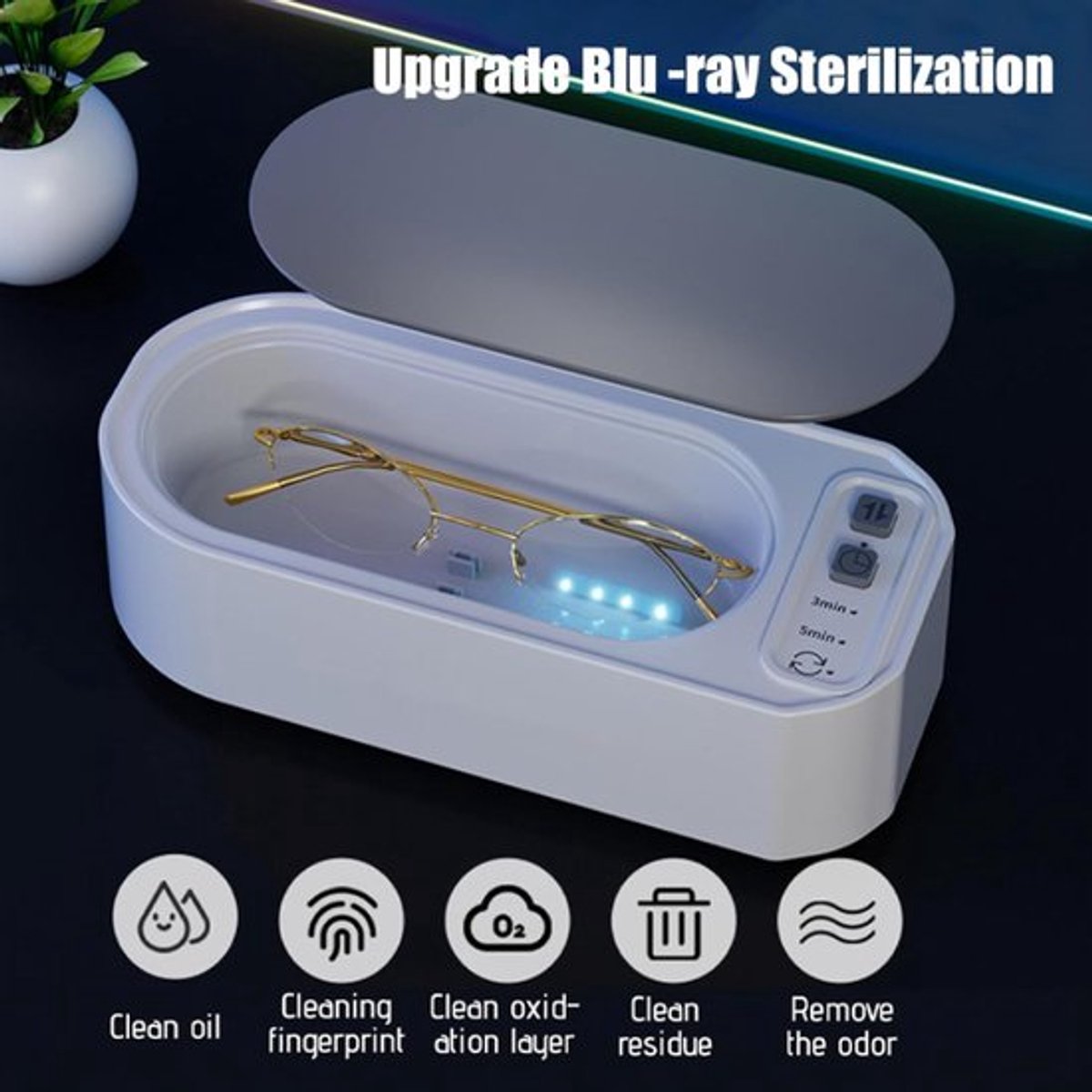 Ultrasonic Cleaner - 15 W - 360º - 50000 Hz - Cleaning Device for Glasses and Jewelry - USB Charging - For Cleaning Jewelry, Watches, Glasses, Rings — image 5