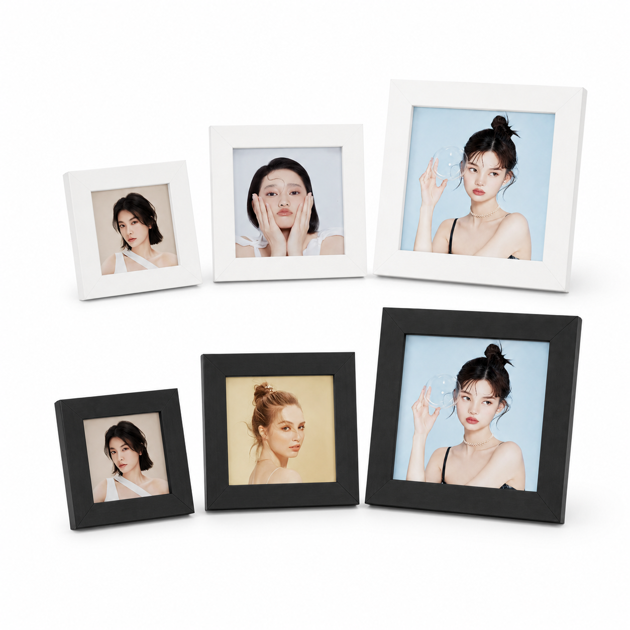 Black square 8-inch minimalist aluminum wall mounted photo frame set, multiple sets of standard size photo frames, simple classic and stylish design โ image 4