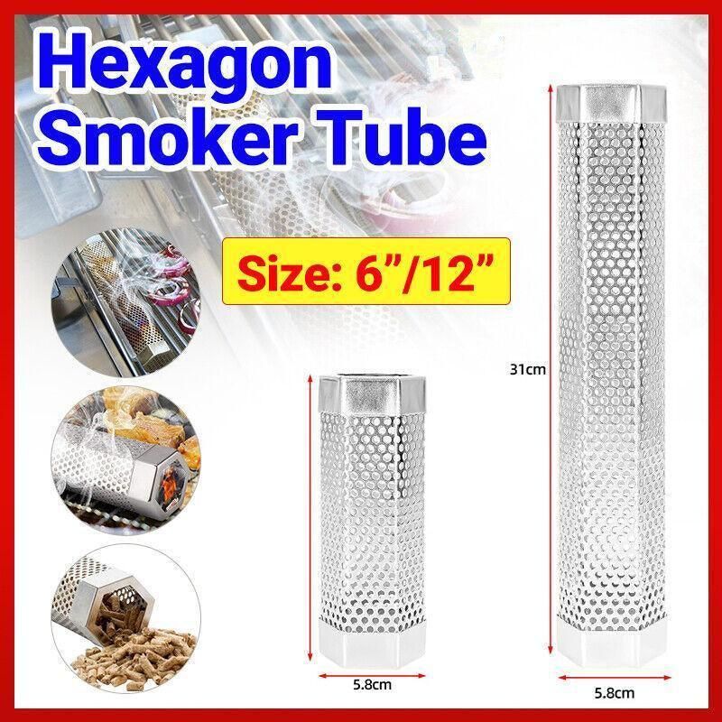 Hexagon Bbq Smoker Tube Stainless Steel Grill Accessory Smoking Box Long Lasting - 6Inch — image 2