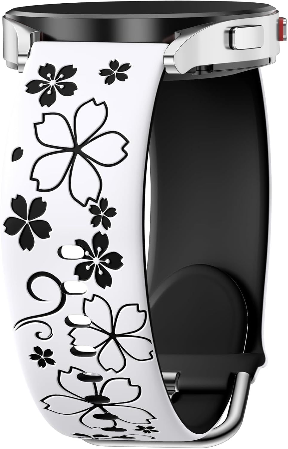 Floral Engraved Band-Compatible with Samsung Galaxy Watch 7 Band 6 4 5 40mm 44mm/5 Pro/6 4 Classic/Active 2, 20mm Cute Two-Tone Flower Soft Silicone Sport — image 2