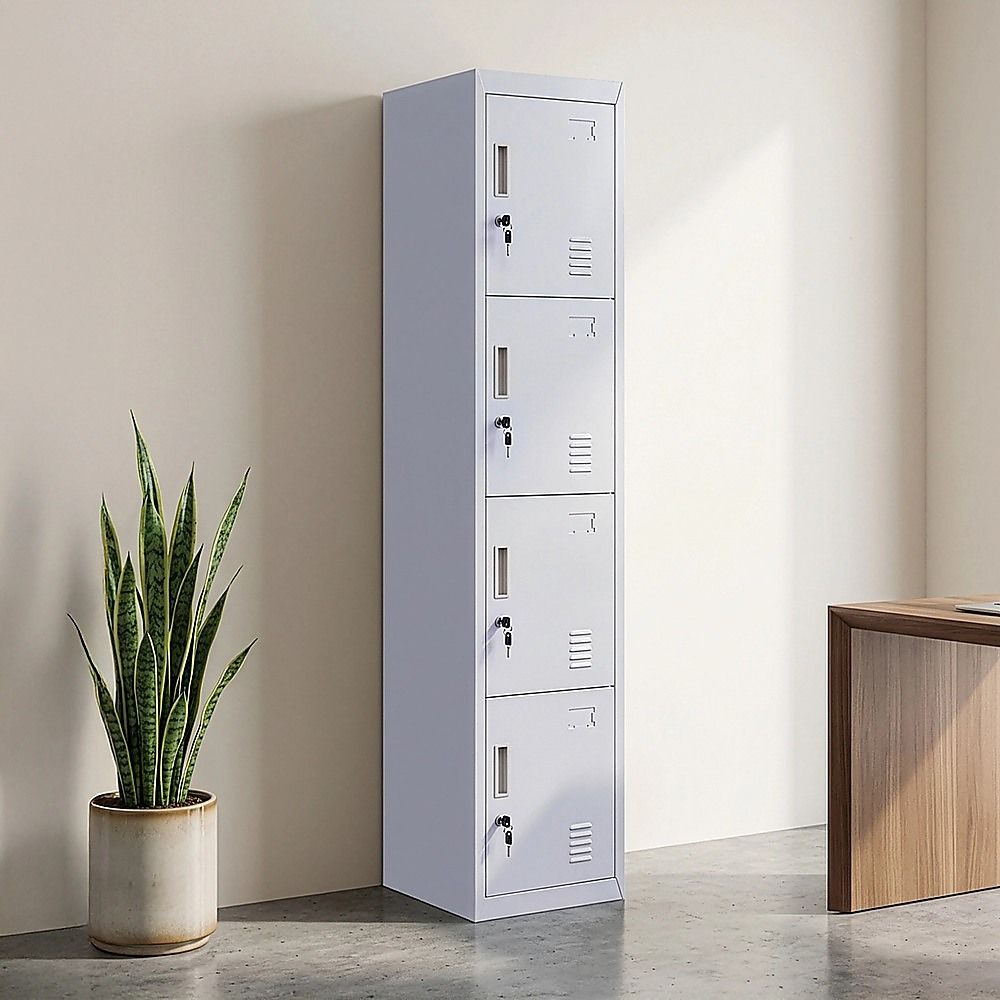 4-Door Vertical Locker for Office Gym Shed School Home Storage — image 4