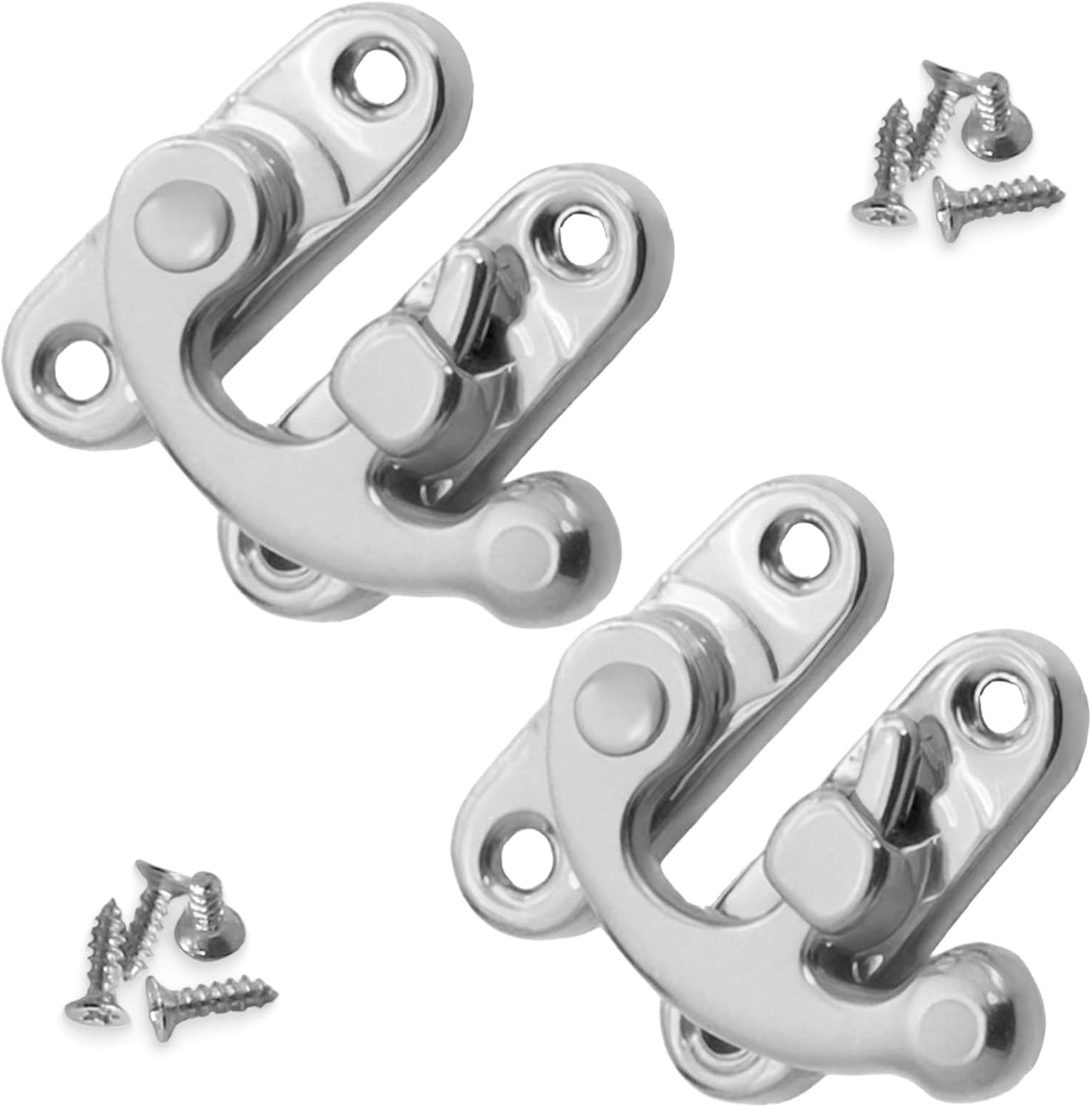 Biaungdo 5pcs Retro Vintage Style Swing Bag Clasp Closure Lock Latch for Furniture Wooden Box Jewelry Case Silver Tone with Mounting Screw & Screwdriver, 33 x โ image 3
