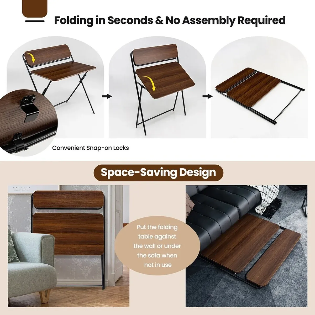 Portable Folding Desk Table X-Shaped Stable for Home Office Study — image 5