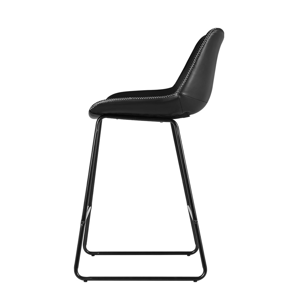 Artiss Bar Stools Kitchen Counter Barstools Leather Metal Chairs Black x2 — image 3