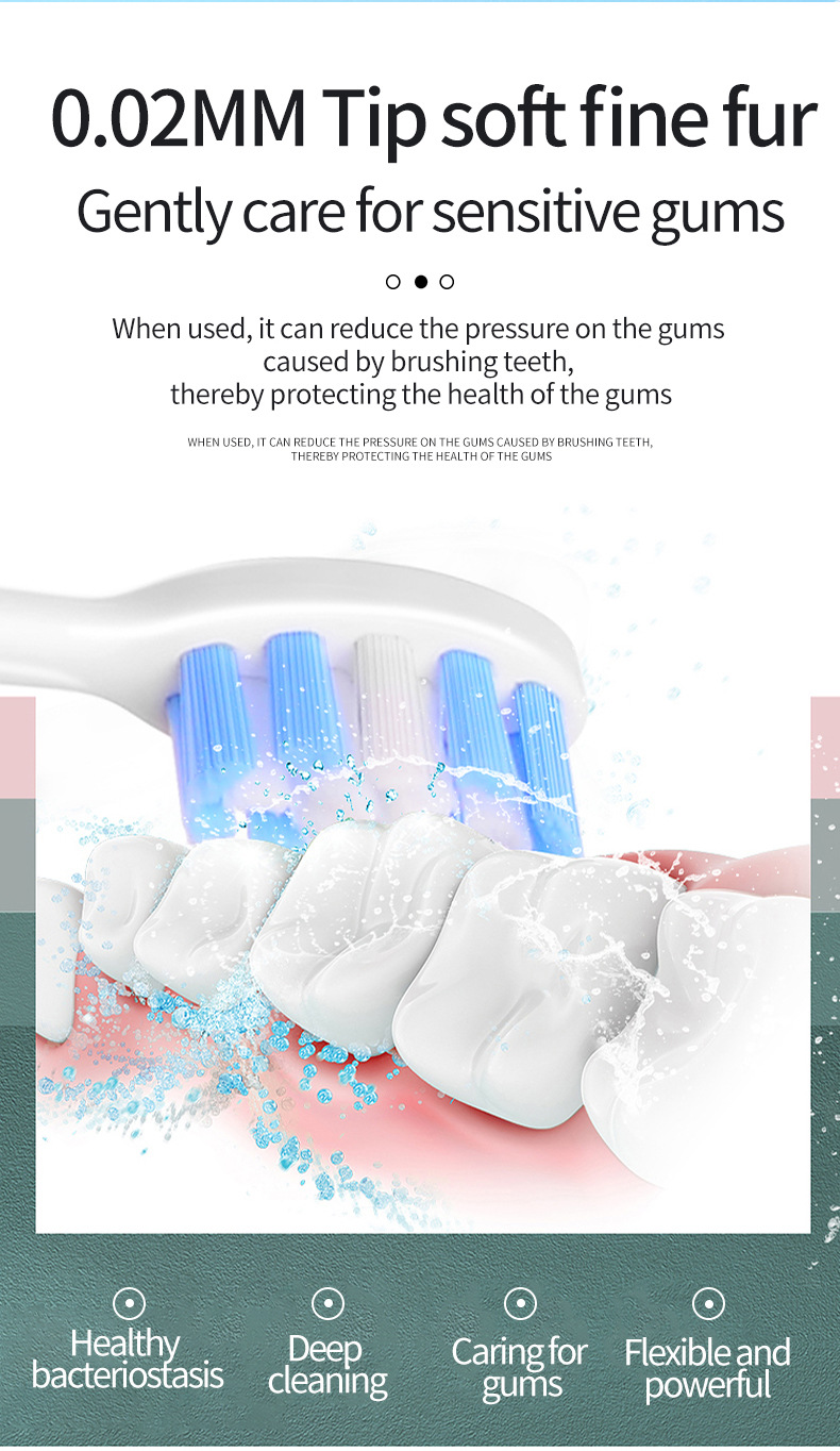 Pink Smart Sonic Electric Toothbrush Kit with 8 Heads & Travel Case - 6 X Cleaning Modes and High-Frequency Vibration with Soft Protective Bristles — image 5