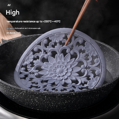 Elegant Floral Silicone Trivet Mat Set (3-Pack, Dark Purple) - Heat Resistant, Non-Slip Kitchen Hot Pads & Pot Holders — image 5