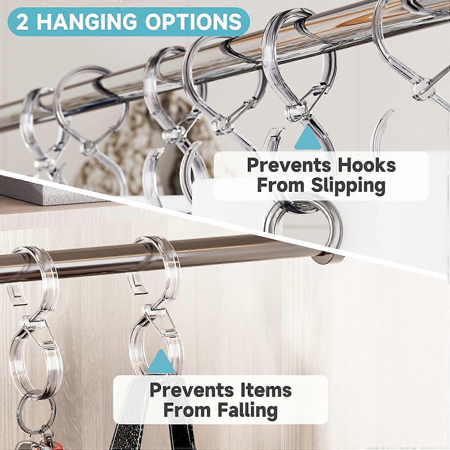 12pcs Plastic Shower Curtain Hooks Rings Rust-Proof S Hooks for Curtains & Clothes โ image 5
