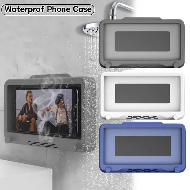 Wall Mounted Phone Holder for Bathroom Shower Waterproof Touch Screen Case - Blue โ image 2