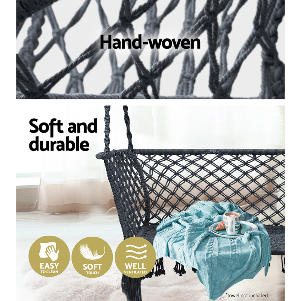 Gardeon Hammock Chair Outdoor Portable Camping Hammocks 2 Person Grey — image 4