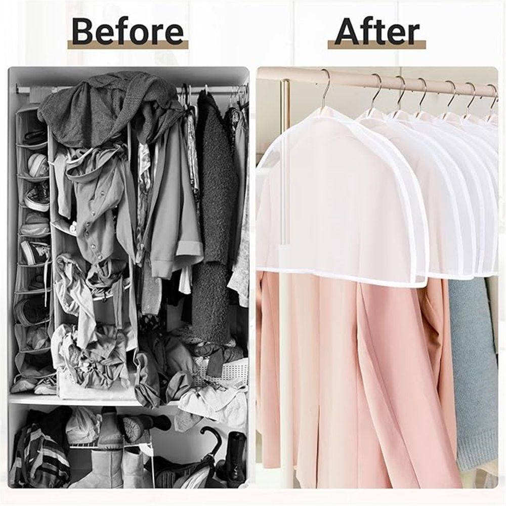 Shoulder Covers for Hanging Clothes, Pack of 12, Shoulder Cover for Closet Storage, Breathable Clear Plastic Clothes Cover for Hanging T Shirt, Suit, Coat — image 2