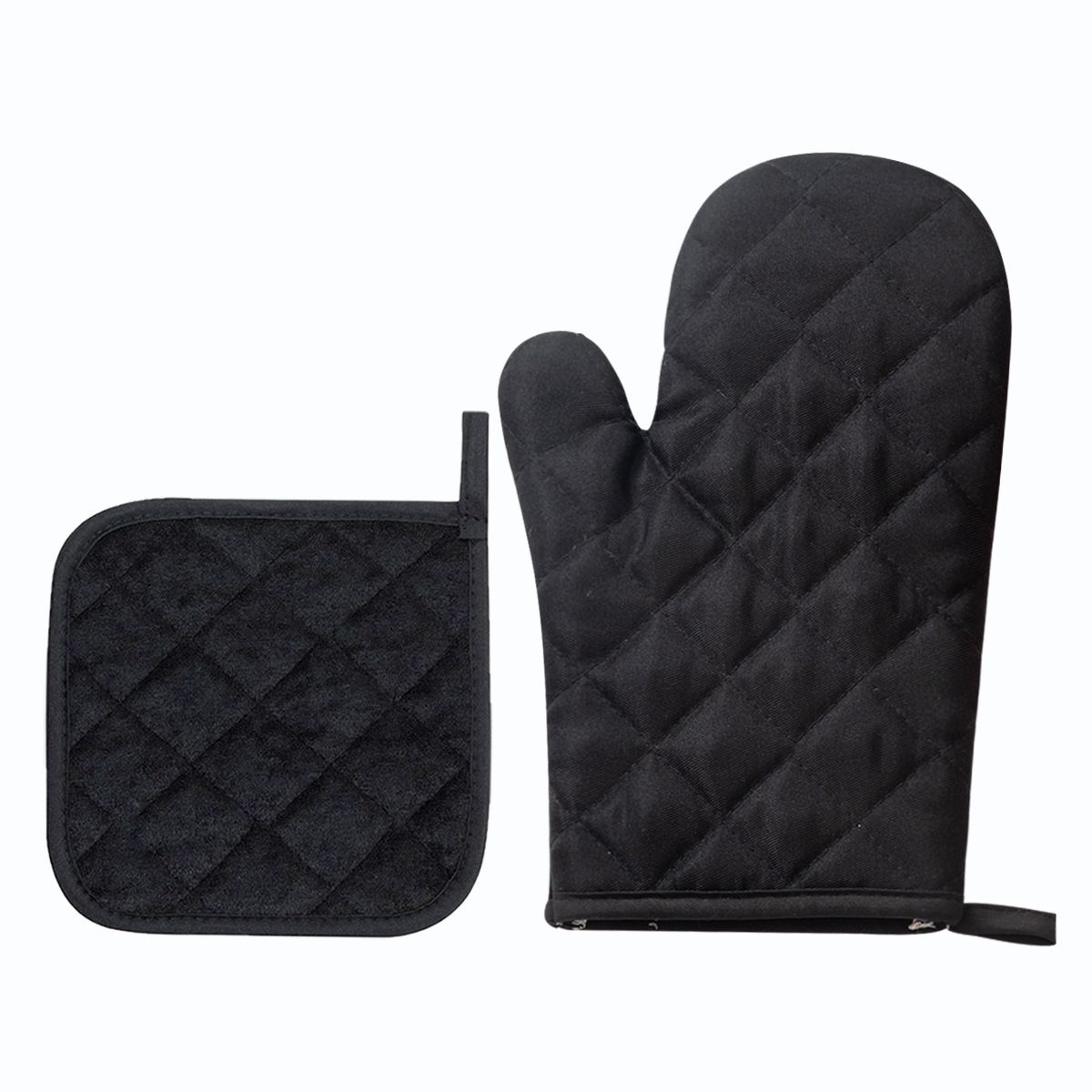 Oven Mitts and Pot Holders 4 pcs Set,High Heat Resistant 500 Degree Extra Thicken Long Kitchen Cotton Oven Glove for Cooking (,Black) โ image 2