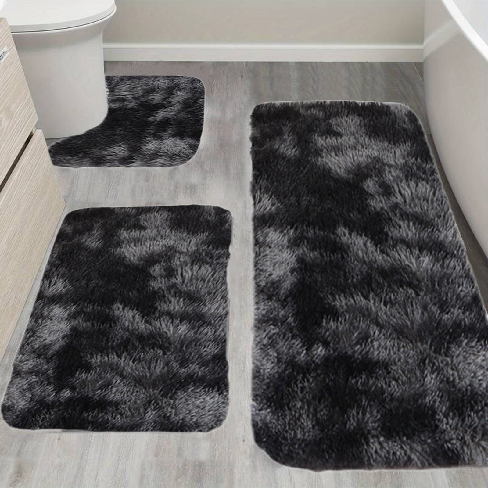 5Pc Bath Mats for Bathroom, Quick-Dry Bathroom Rugs Sets Washable Non-Slip Bath Mat Ultra Soft Absorbent with U-Shaped Toilet for Bathroom, Tub, Shower,Black — image 5