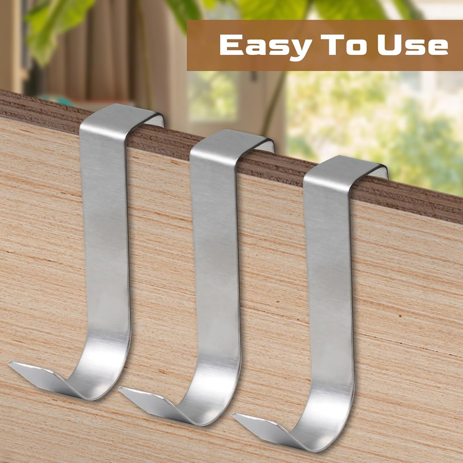 6 Pack Over The Cabinet Door Hooks Silver Towel Hook Over Bathroom Frameless Glass Door Office Kitchen Towel Coat J Hooks for Hanging — image 3