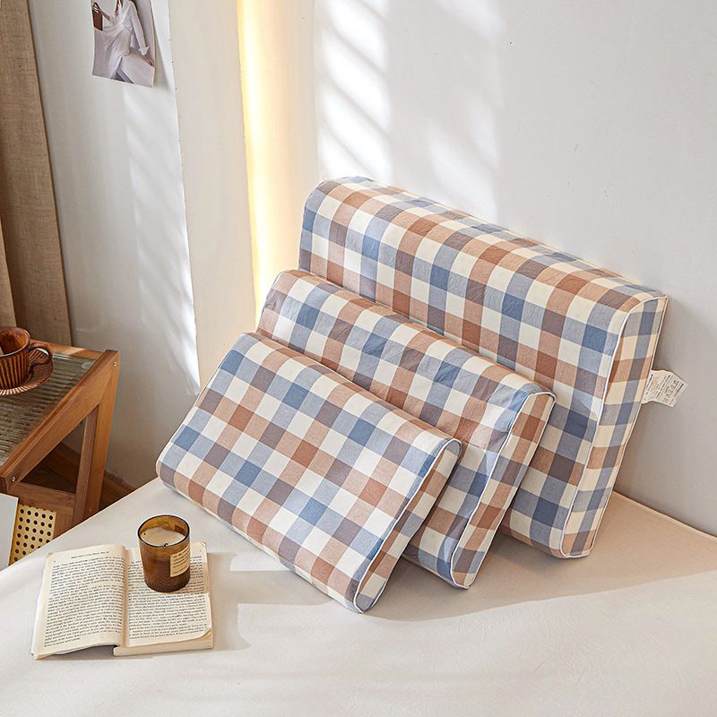 Mengxuan Cotton Pillowcase 4060 Camouflage medium grid Latex cotton pillowcase 40 × 60 (one pair)