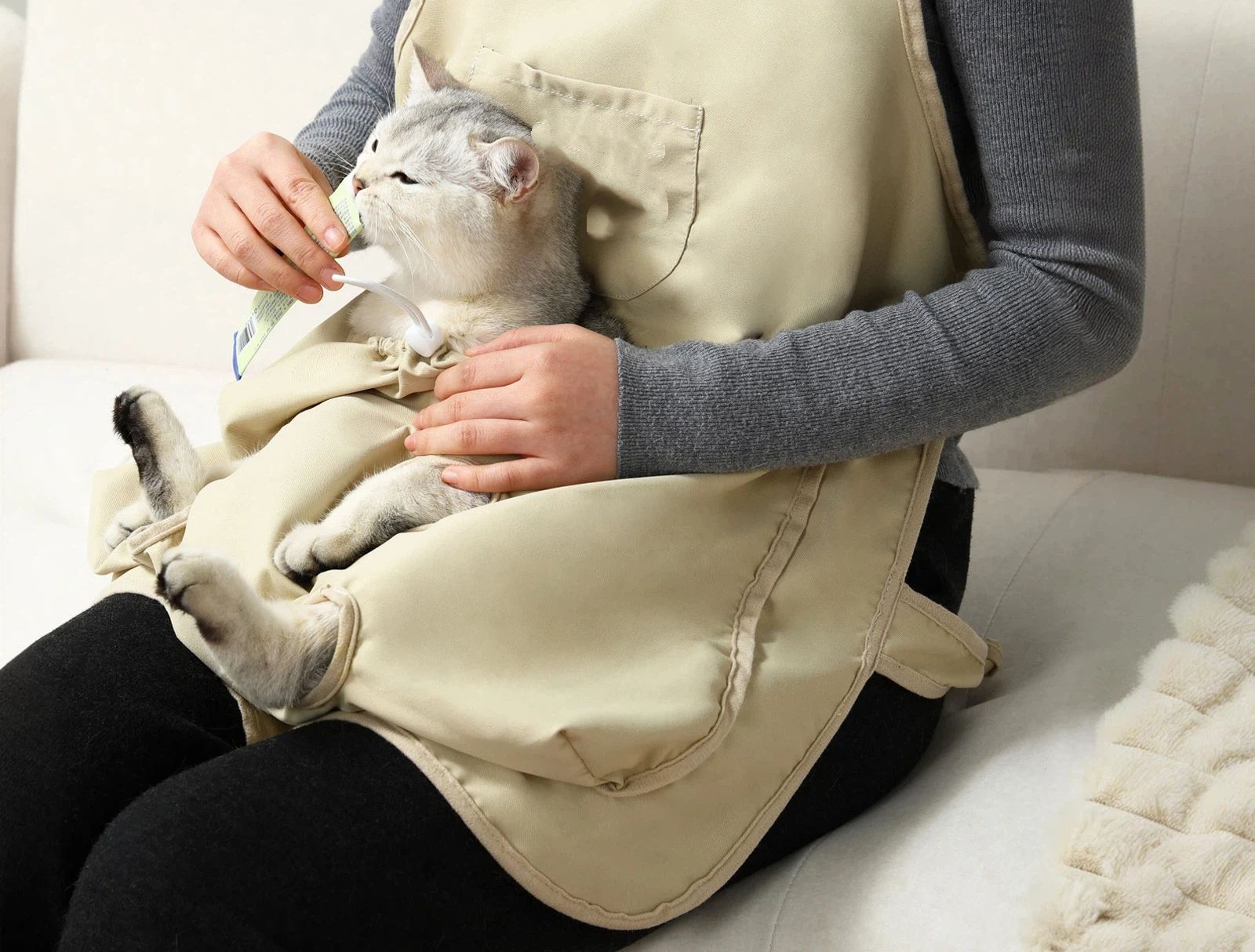 Adjustable Cat Apron Carrier with Holes Pet Carrier Sleeping Bag Pet Carrier Sling Cat Carrier Bag Cat Carrier Pouch for Small Sized Animals(M) — image 4