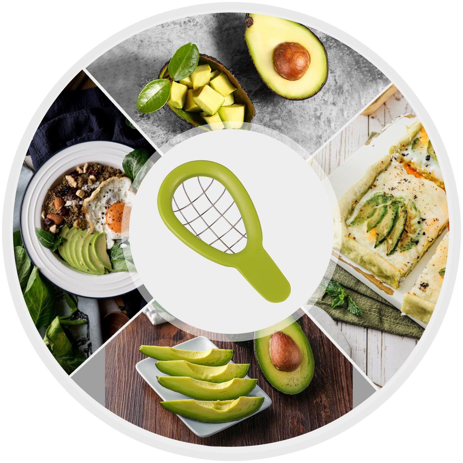 Avocado salad Stainless Steel Chunks scoop Slicer Cuber and Dicer Chopper knife Remove Pit Safety,pitter coop Slice and maker โ image 4