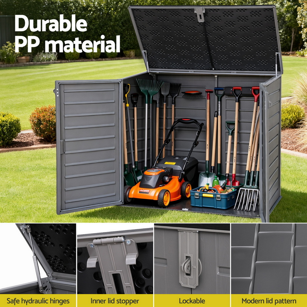 Gardeon Outdoor Storage Box 1170L Container Lockable Cabinet Tool Organizer Shed Grey — image 6