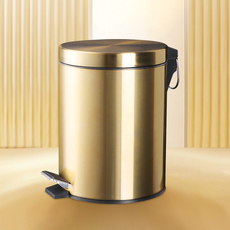 5L Stainless Steel Round Trash Can With Lid And Foot Pedal for Household Kitchen Hotel-Champagne Gold โ image 5