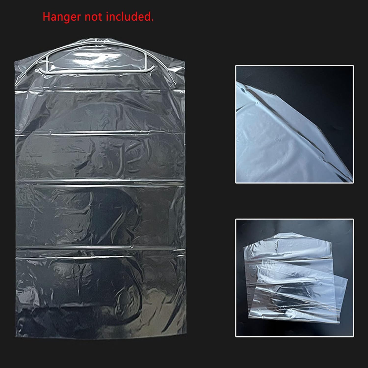 20Pcs Plastic Clear Garment Bags, 23.6 × 47.2 Inches Dry Cleaning Laundrette Suit Clothes Dustproof Storage Bags Hanging Garment Cover for Closet Storage, Dry — image 3
