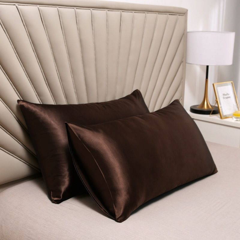 Pillowcase Polyester 60 Thread Count Solid Color Dark coffee 48*74cm【1 pack】