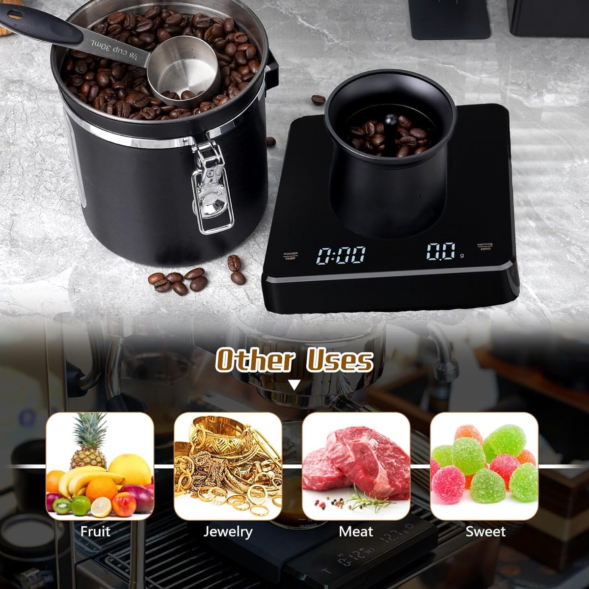 Precision Scale - Barista Scale - Coffee Scale with Timer - Small 3 kg / 0 g Coffee Scale with Gravity Sensor - Rechargeable Kitchen Scale - Barista Essential β image 3