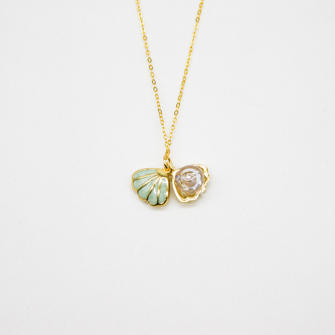 Gift Box - Aroma Necklace 925 Silver, Gold coated - Green Shell Dreamy Lavender (Light Purple) + Purify Oil Blend โ image 2