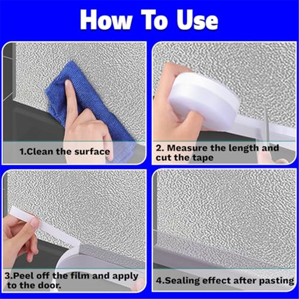 2 pack Silicone Seal Weather Stripping Tape 16.5 Feet Strip Bottom Draft Insulation Stopper Tape Weatherproof Soundproof for Door or Window Bathroom Shower โ image 4