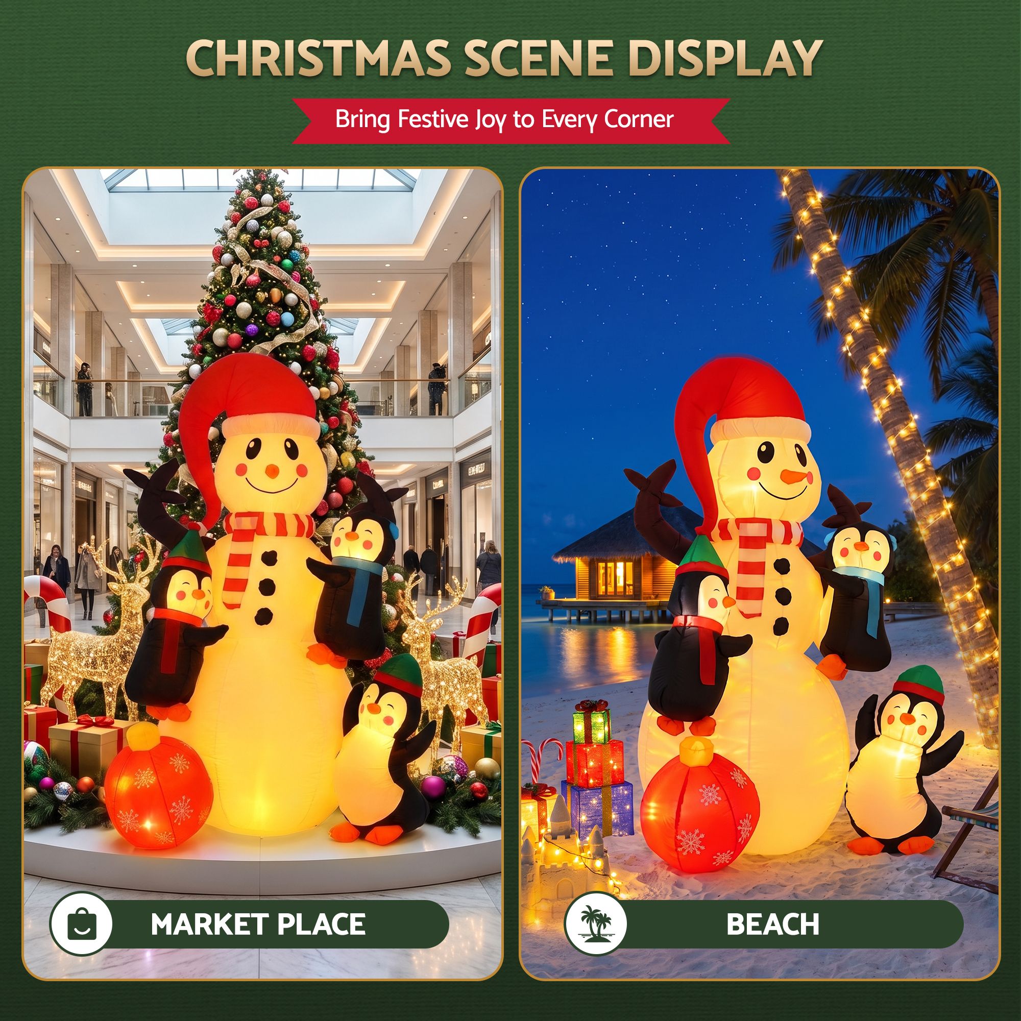 Jingle Jollys Christmas Inflatable Snowman 1.8M Height LED Outdoor Decorations Warm Light โ image 6