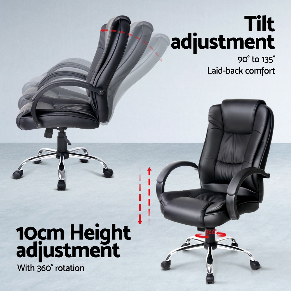 Artiss Computer Desk 120cm Executive Office Chair Set PU Leather High Back Black โ image 5