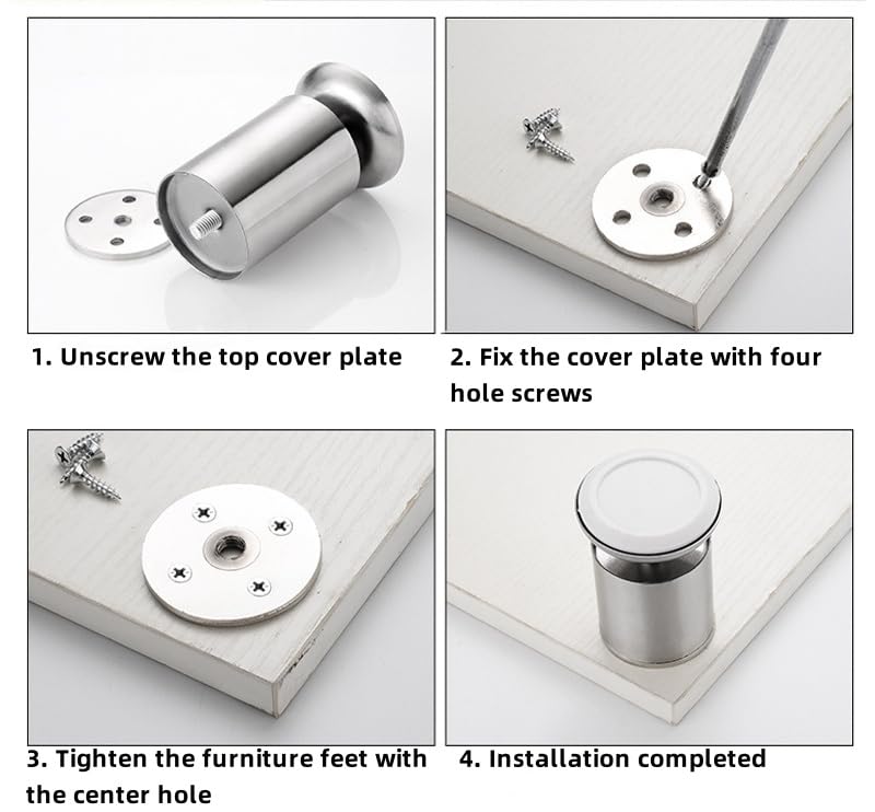 4 Pieces Stainless Steel Furniture Legs for Cabinets, TV Units, Desks and Wardrobes, Durable Replacement Feet for Home Furniture โ image 5