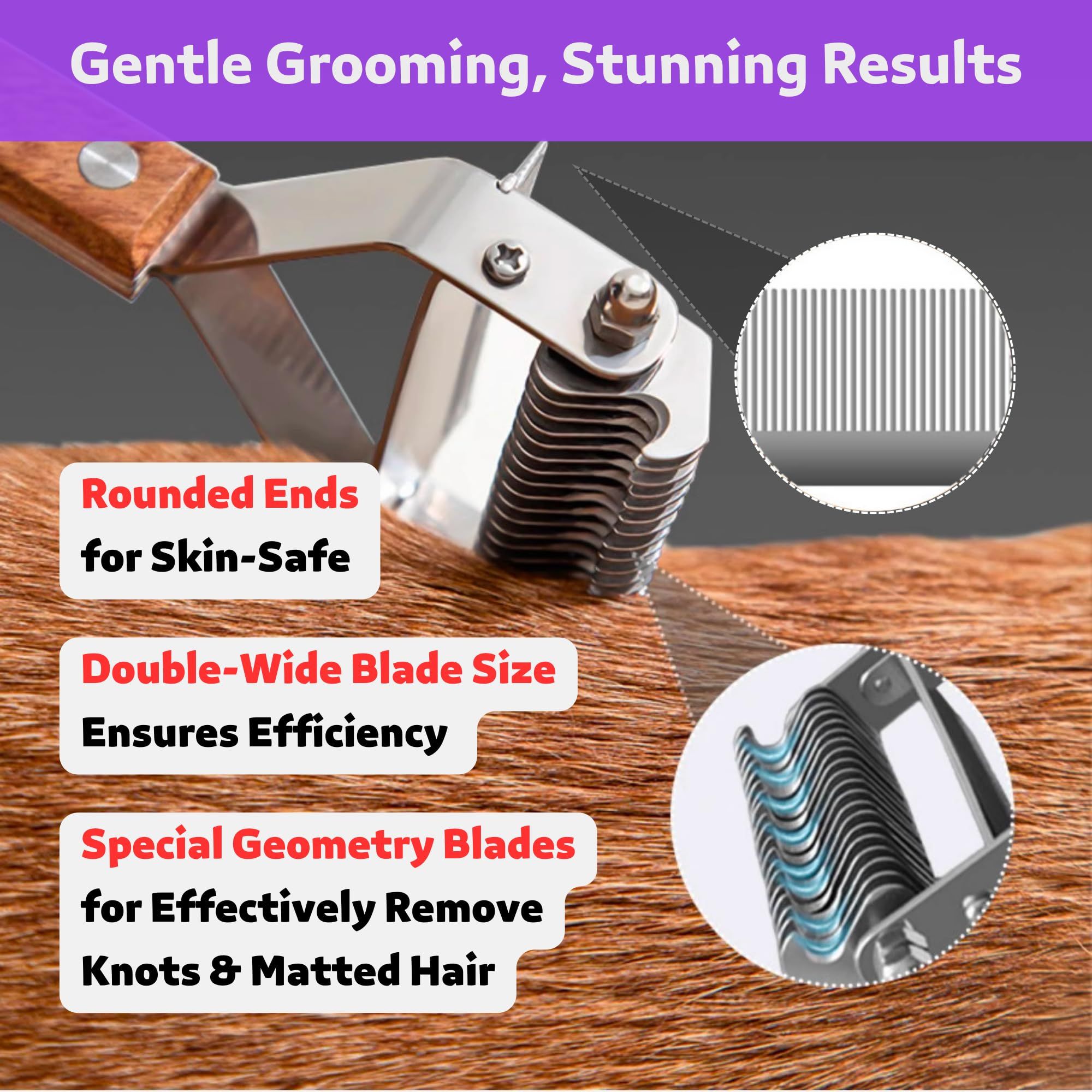 2 in 1 Undercoat Rake for Dogs & Cats, Deshedding & Dematting Comb for Home Grooming, Efficiently Remove Loose Hair โ image 4