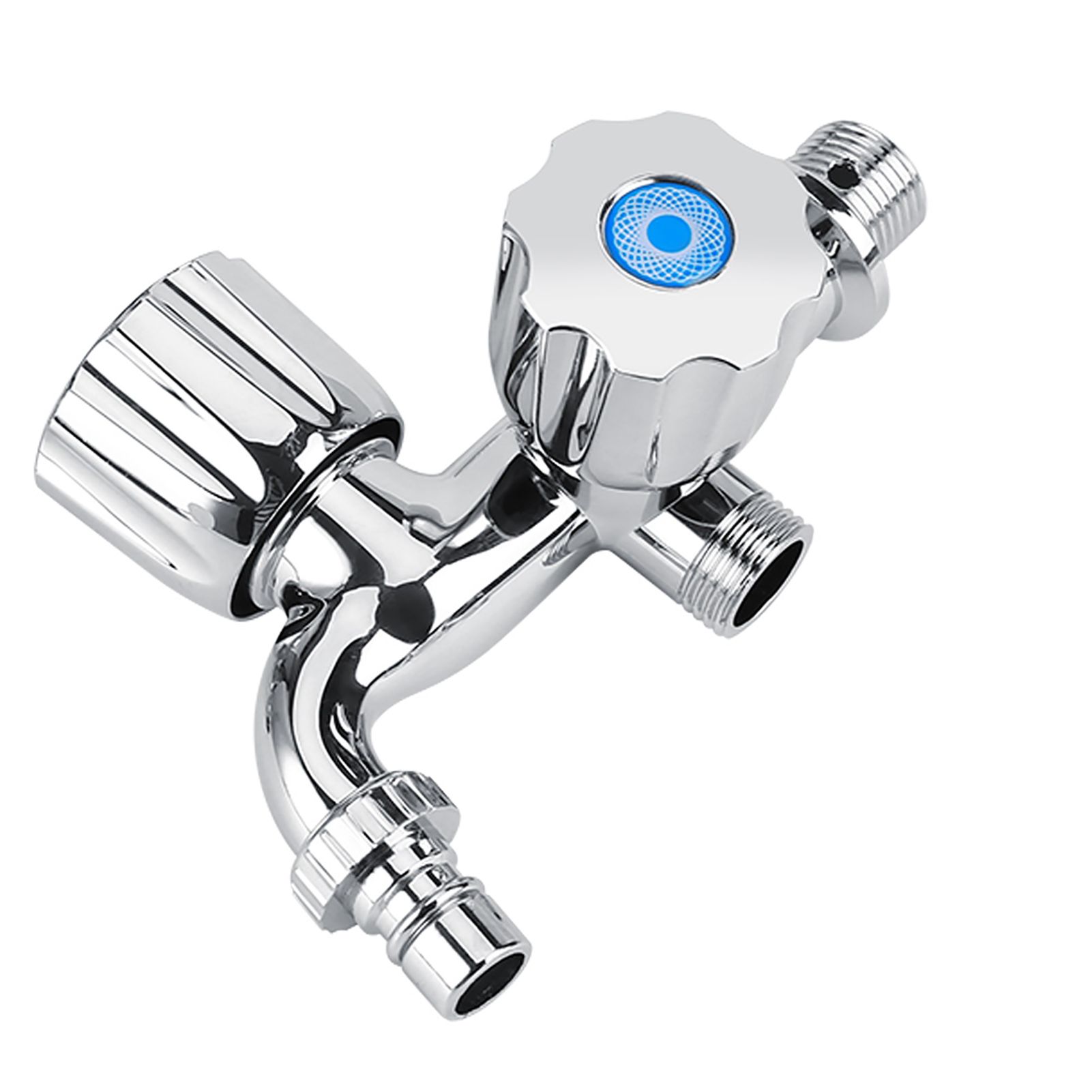 Electroplating Plastic Washing Machine Cold Water Faucet Sink Basin Water Tap with Double Spout Shutter Handle G1/2 — image 5