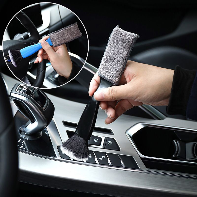 2 Pcs Double Head Brush for Car Cleaning, Portable Car Interior Detailing Brush Car Dust Brush, Auto Detail Brush (Blue & Black) — image 3