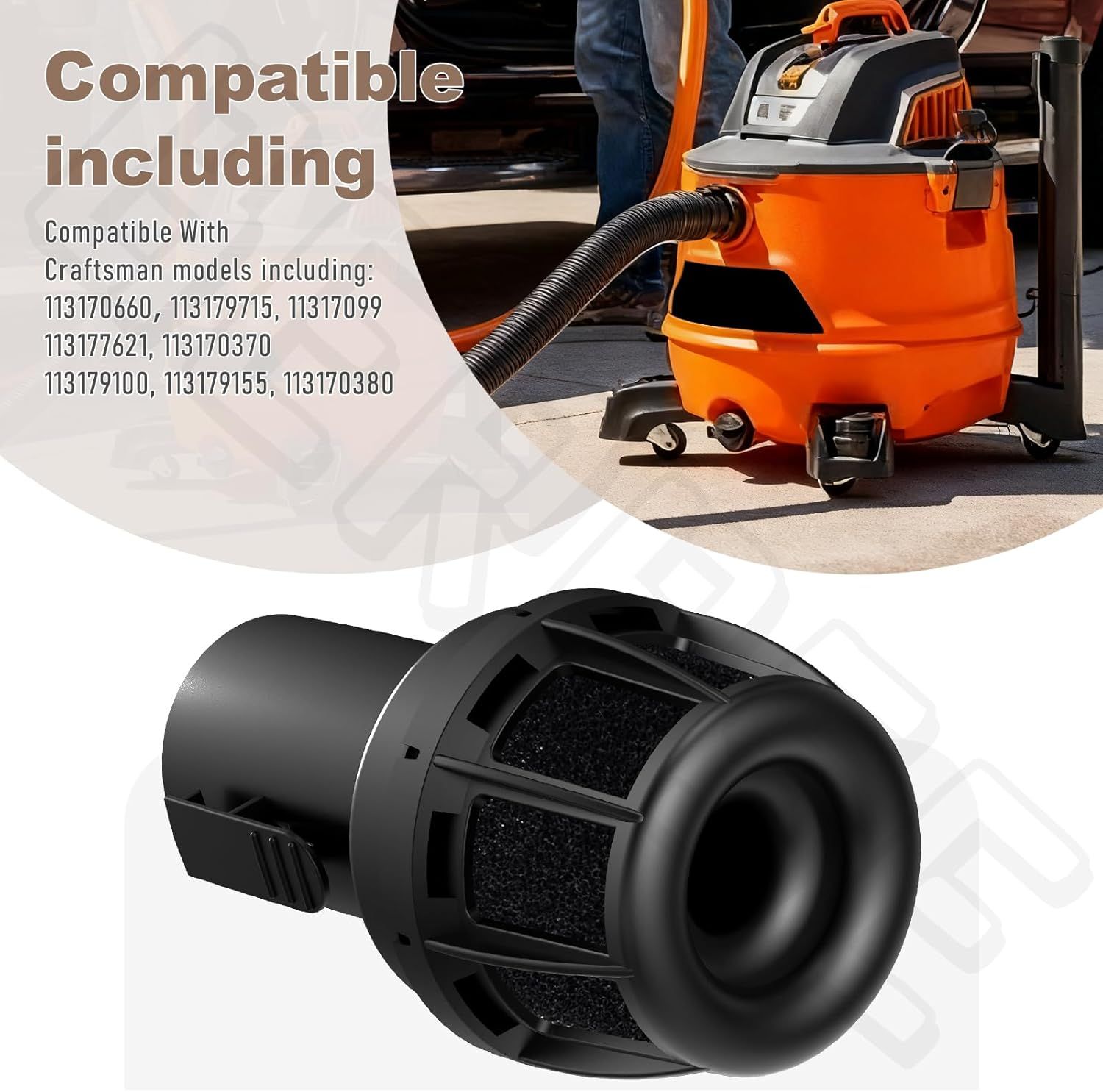 2-1/2-Inch Vacs Vacuum Diffuser Muffler CMXZVBE38660 for Craftsman CMXEVBE17596 Shop Wet/Dry Vacuum Cleaner Attachment, Reduce Noise — image 5