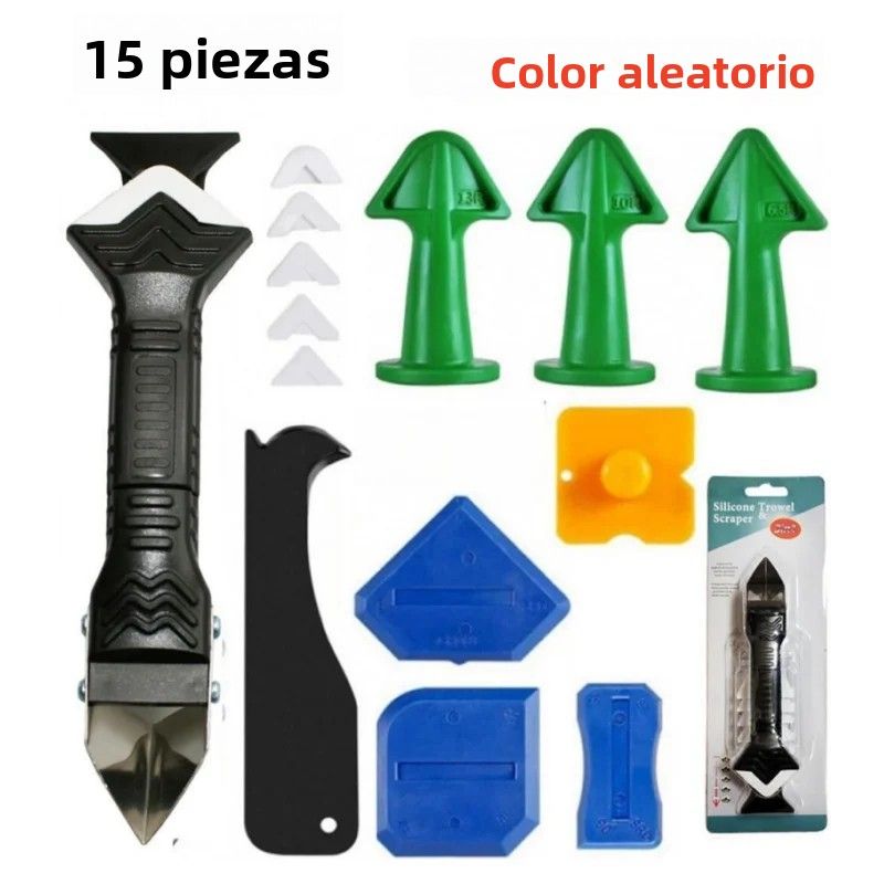 15PCS Silicone Sealant Tool Kit, Caulk Applicator, Floor Sealant Cleaner, Grout Finishing Tool