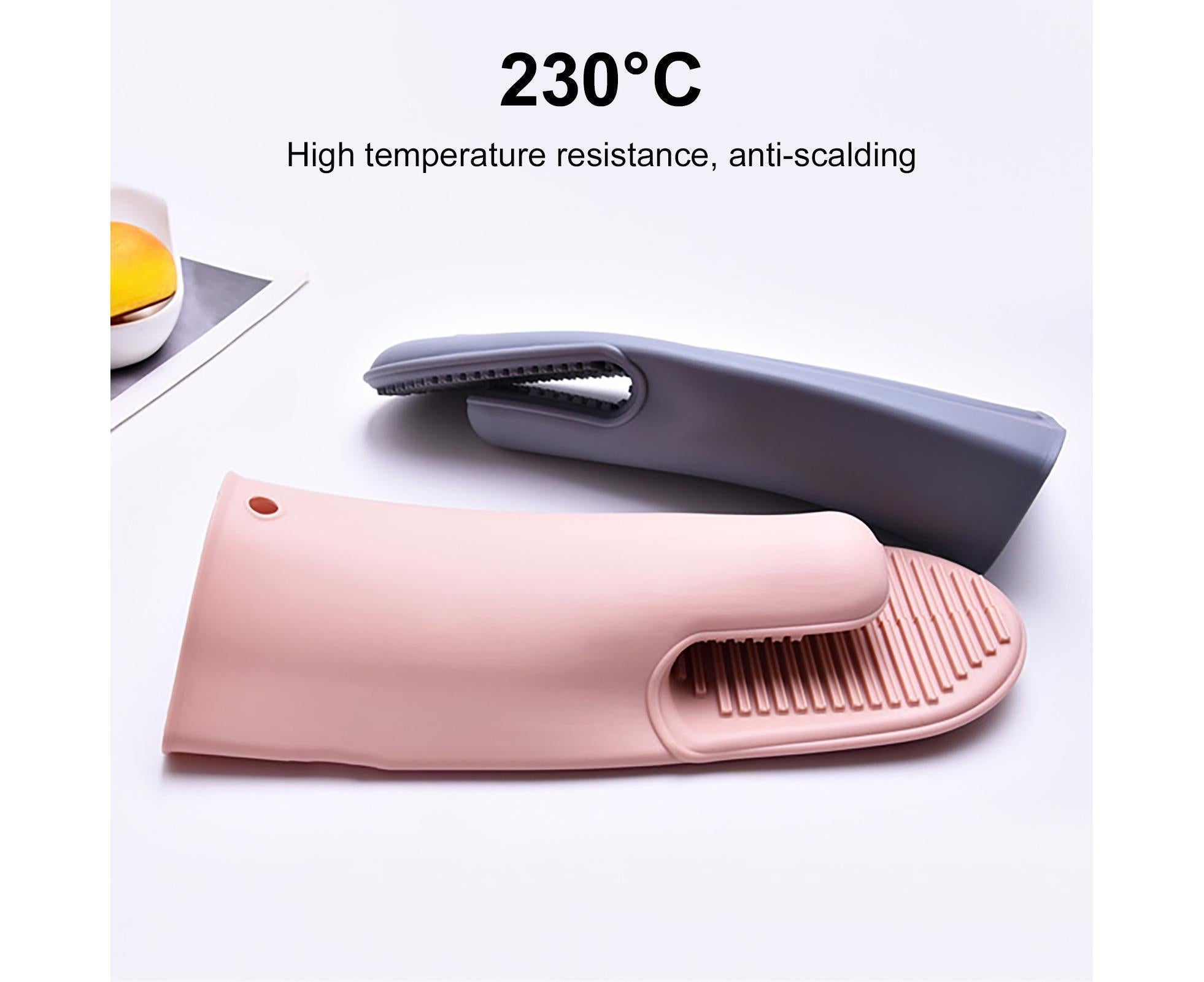 Heat Resistant Silicone Non-slip Oven Grilling BBQ Mitts Cooking Baking Gloves-Green โ image 5
