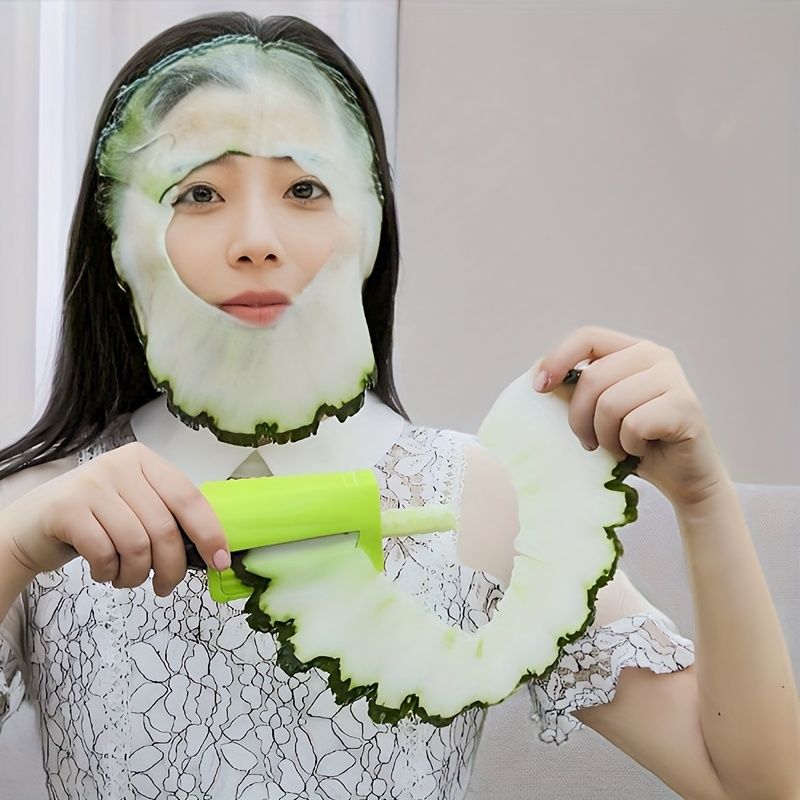 1pc Manual Cucumber Slicer, Beauty Peeler, Cucumber Mask Sharpener, Kitchen Gadget Peeler & Roller, Facial Skincare Tool for Hydration & Care, Pink โ image 2