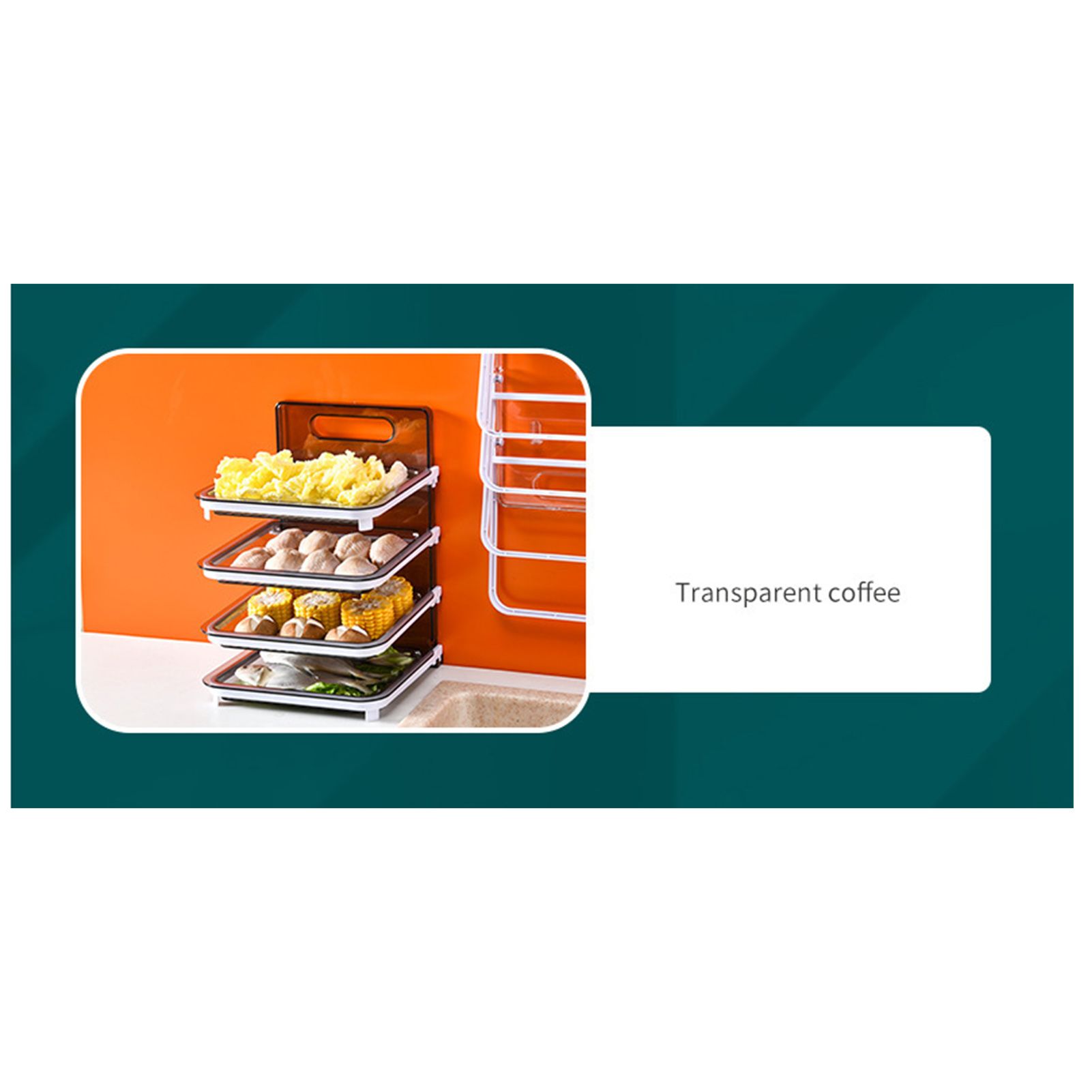 Wall Mounted Food Sorting Tray 4 Layers Storage Tray Collapsible Side Dish Stacking Storage for Hotpot Kitchen Grey — image 4