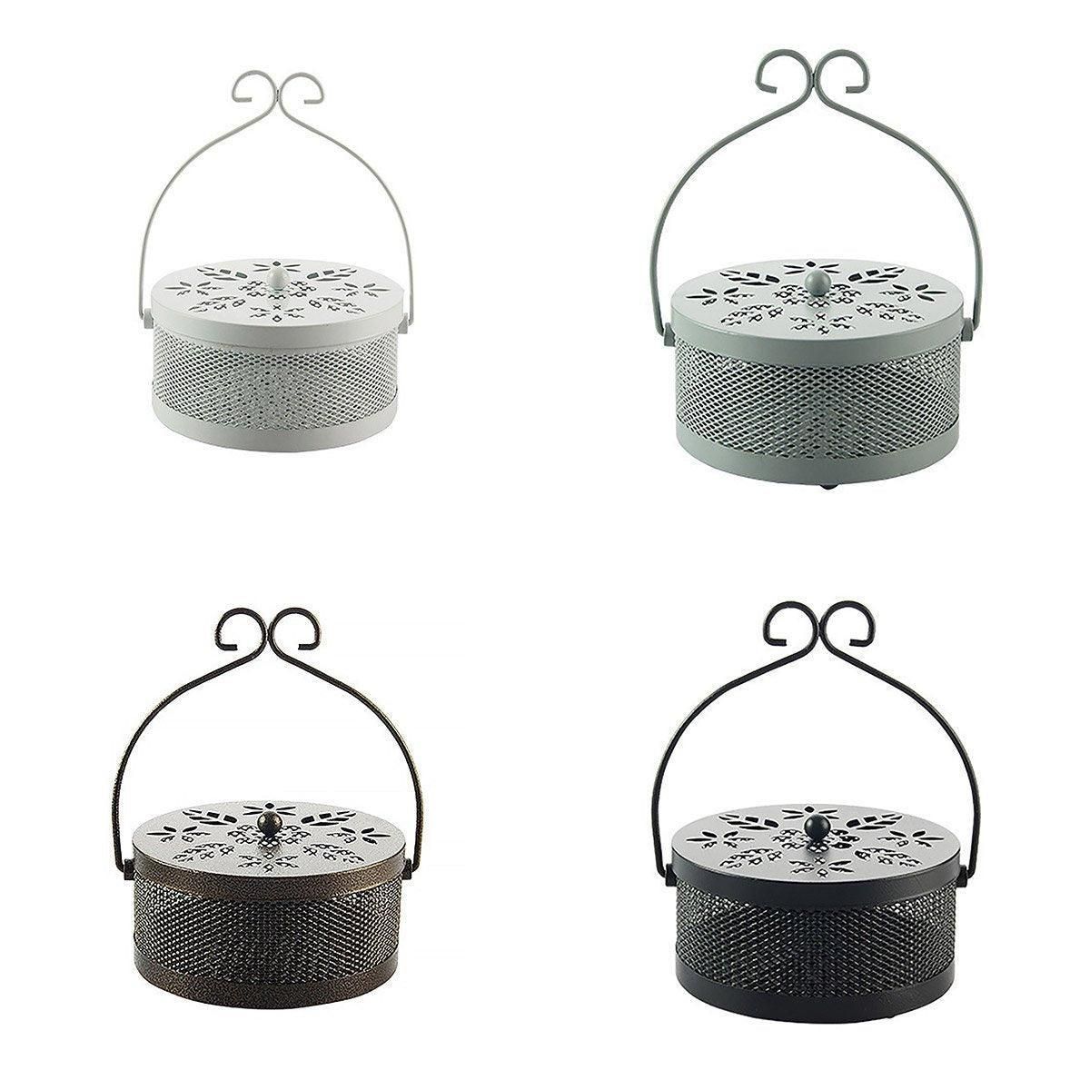 Fireproof Wrought Iron Mosquito Coil Holder with Cover for Indoor Outdoor Use - Grey — image 3