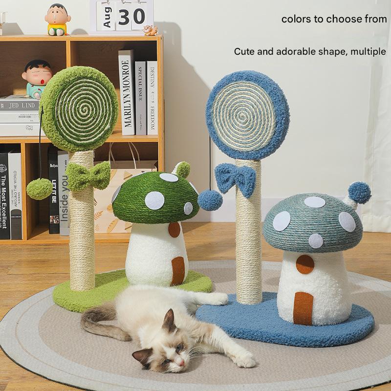 Blue Durable Mushroom Cat Scratching Post - Anti-Slip, No Debris Cat Scratch Pad with Sofa Protection for Small Cats — image 2