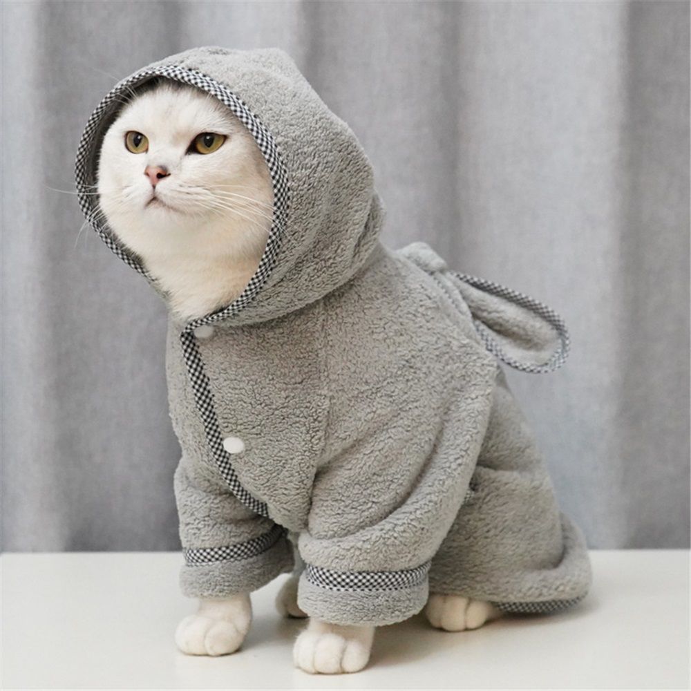 Dog Bathrobe, Microfiber Fast Drying Absorbent Hooded Bath Towel White for Puppy Small Medium Large Dog Cat (S, Gray) — image 5