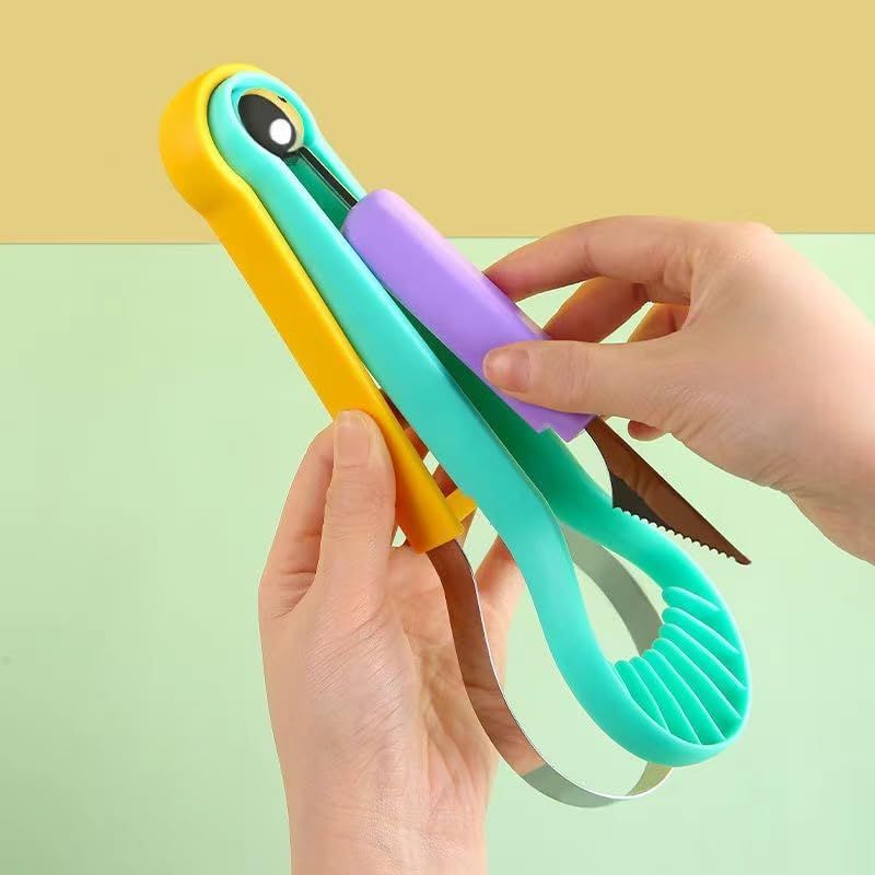2-Piece Fruit Carving Tool Set Melon Baller Scoop Knife Stainless Steel(Blue, yellow and purple) โ image 2