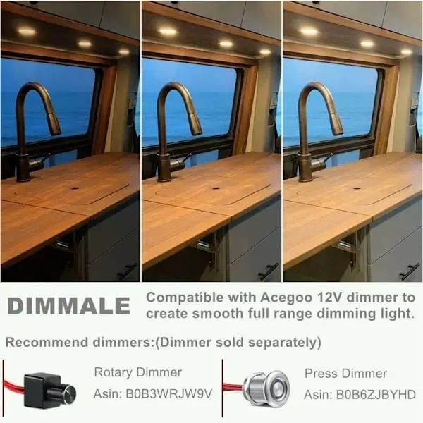 4 Pack LED Recessed Spotlight 12V 3W 6400K Cool White, 58-65mm Hole Ceiling Light for Motorhome Boat Caravan, Silver Finish โ image 2