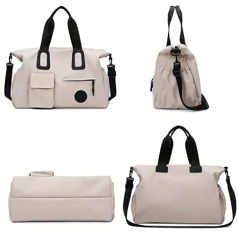 White Large-capacity travel tote bag, lightweight carry-on luggage with shoulder strap, gym bag, portable laptop bag, ideal for short trips, hand-carry style โ image 4
